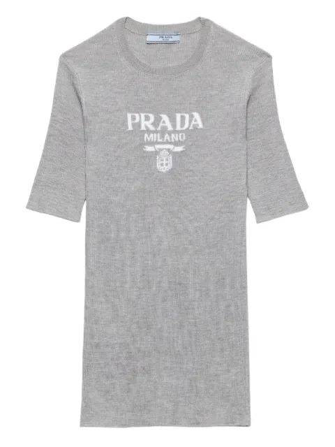 Prada ribbed-knit top Grey P24T1FSWMO11MY