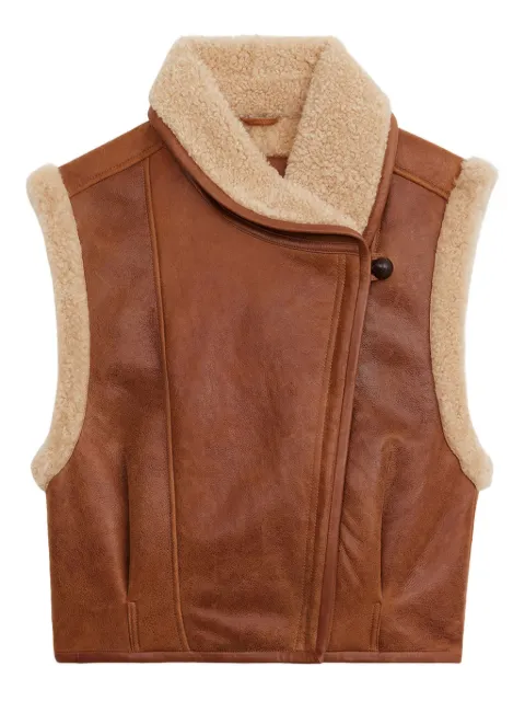 ISABEL MARANT Alime shearling-trim leather vest Brown GI0041FBC3A03I