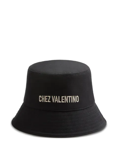 Valentino Garavani Chez Valentino cotton bucket hat with embroidery Black YHGA11FVH