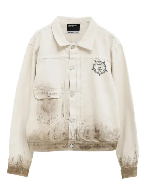 Enfants Riches Déprimés Type VIII graphic-print distressed denim jacket Neutrals 030525