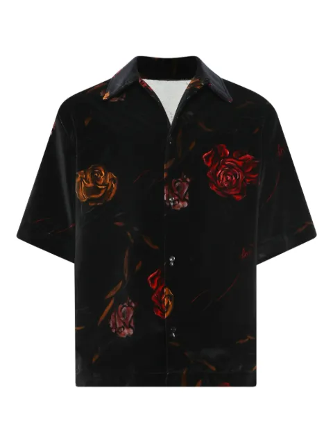 AMIRI rose-print velvet shirt Black AMSTCA1175