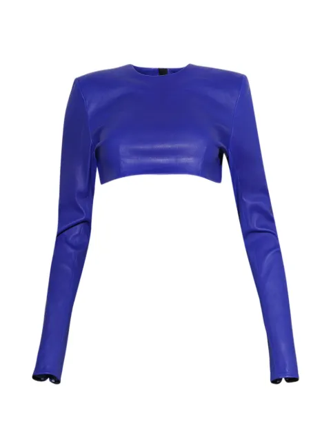 LaQuan Smith long-sleeve cropped shirt Blue LSFW25T007