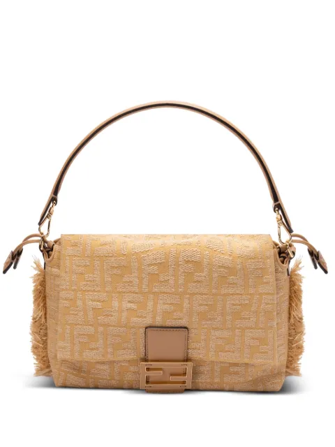 FENDI medium Mamma Baguette fringed shoulder bag Neutrals 8BR833AV5J