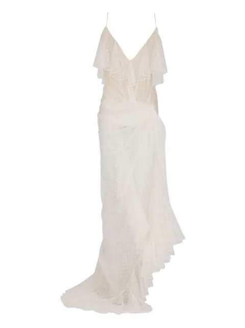 Balmain lace-panel maxi dress White FF1RN280XL11