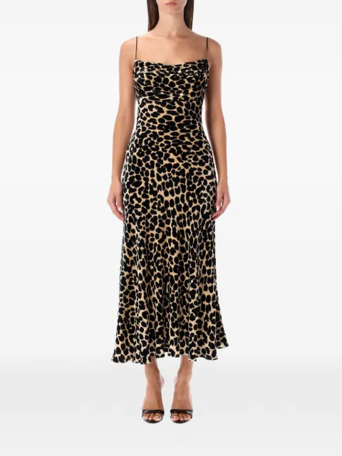Balmain midi leopard-print velvet dress Neutrals FF1RH055VI33