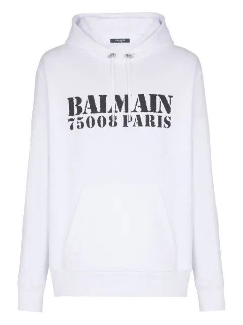 Balmain logo-print hoodie White FH1JT047BD04