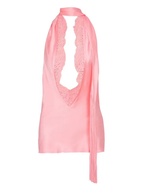 Balmain silk halterneck top Pink FF1AG700MH404CN