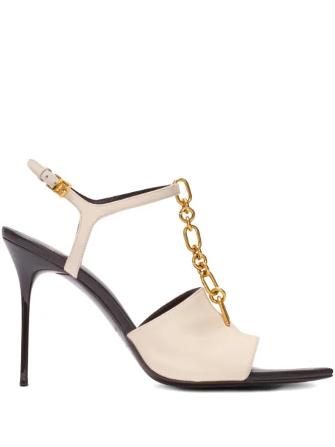 Balmain Sync leather sandals with heel Neutrals FN1UH154LVIT