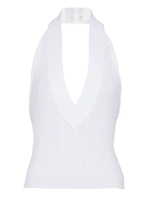 Balmain cable-knit halterneck top White FF1AB345KI50