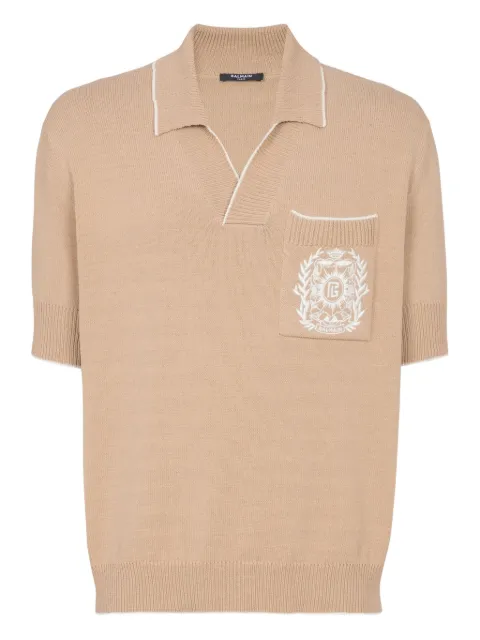 Balmain embroidered polo shirt Neutrals FH1GB049KI76
