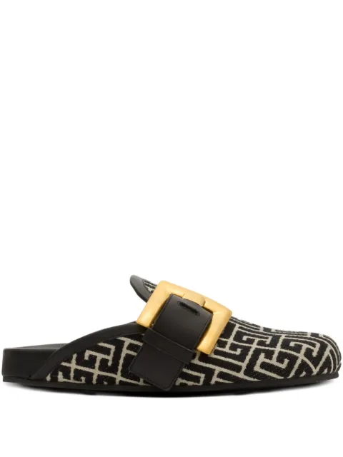 Balmain Anthem jacquard slippers Black FM1UR378TJMA