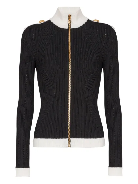Balmain ribbed-knit cardigan Black FF1KL036KI64