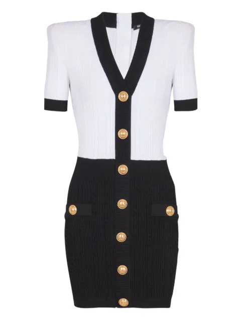 Balmain cable-knit bodycon mini dress White FF1R6033KI50