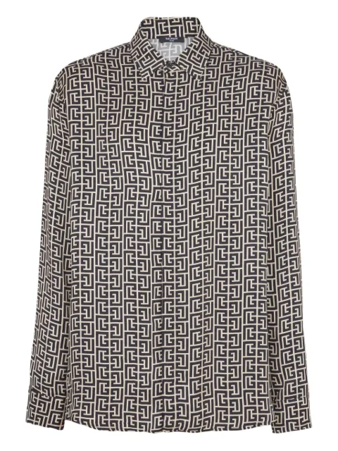 Balmain monogram-pattern shirt Black FH1HS485VI36
