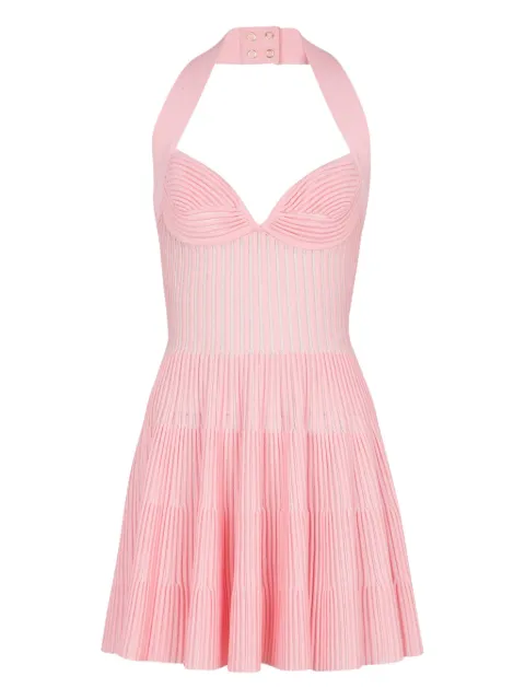 Balmain knitted A-line mini dress Pink FF1R5383KI83