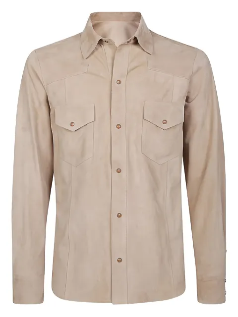 Eleventy pocket leather shirt Neutrals J75CAMJ02PEL0J014