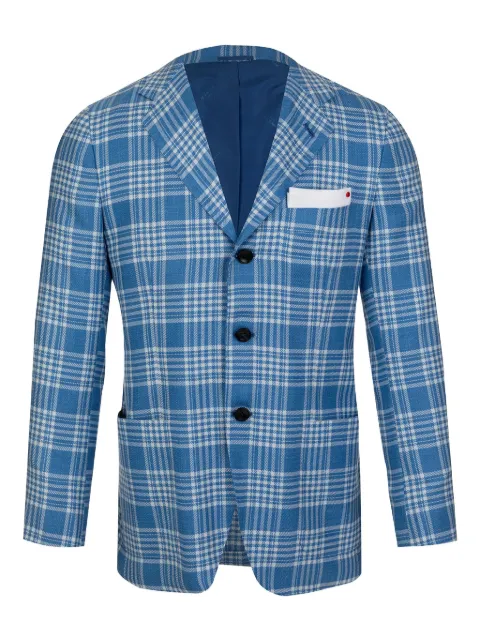 Kiton check-pattern pockets blazer Blue UG89K0607B32005