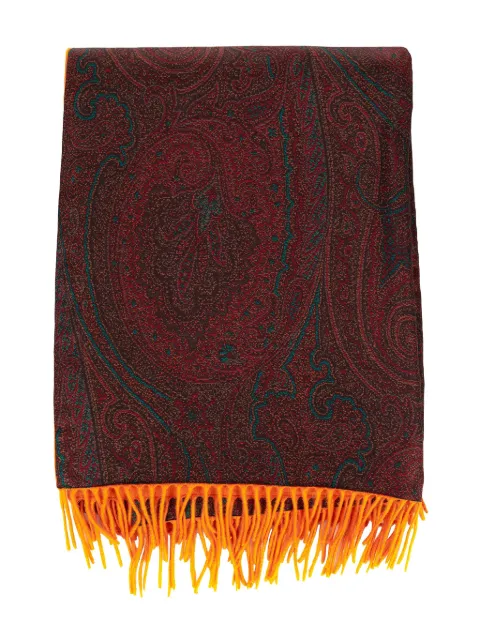 ETRO paisley-pattern fringed scarf Brown 360249953