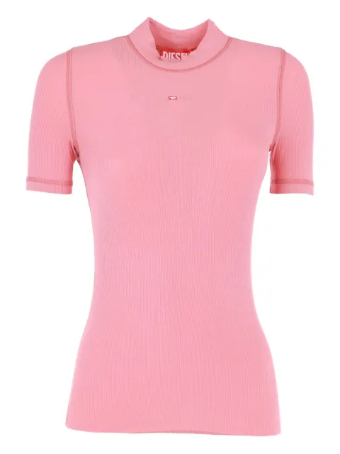 Diesel T-Mokky-Microdiv ribbed T-shirt Pink A103980BLAN