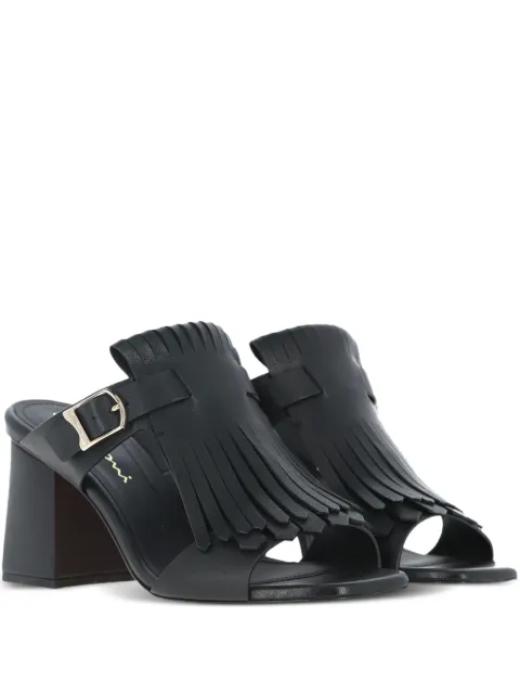 Santoni 75mm Calyps75fr fringed-detail buckle pumps Black WHVT70801HA2TEAY