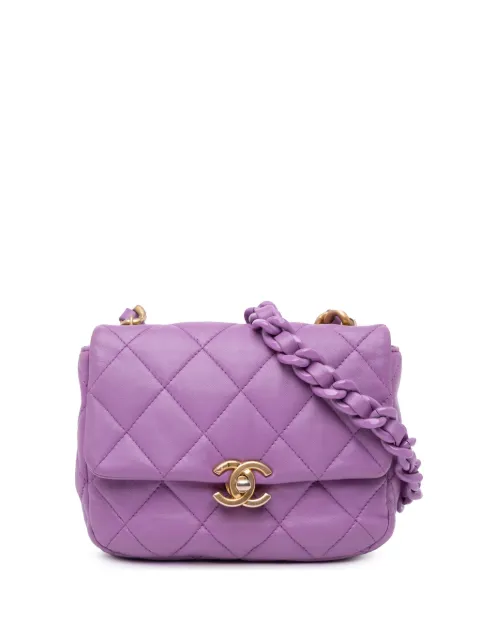 CHANEL Pre-Owned 2021-2024 Mini Quilted Lambskin Candy Chain Flap crossbody bag Purple QG413SMN3KB5DBH4