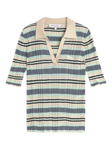 Maison Kitsuné fine-ribbed striped polo shirt Blue OW00203KT1122