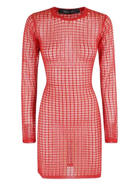 Federica Tosi semi-sheer open-knit minidress Red 42306421