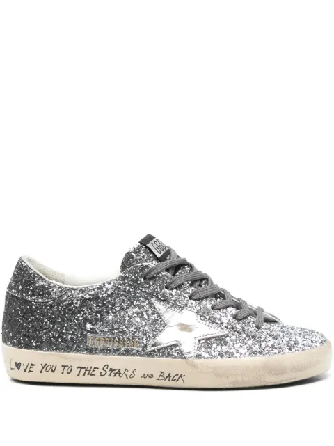 Golden Goose Super Star trainers with glitter upper and silver metallic leather star Silver GWF00101F007470