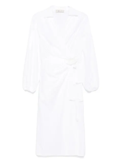 Blumarine rose-appliqué poplin midi dress White 4A312A