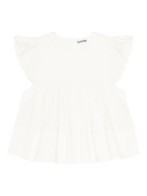 GANNI ruffle-detail top White W0623