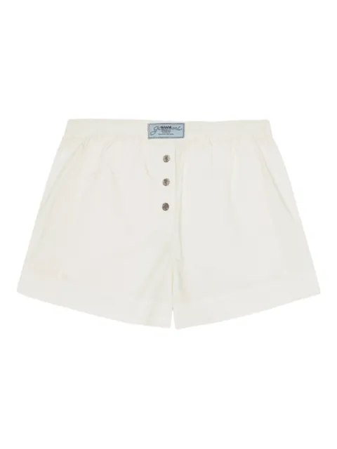 GANNI logo-patch shorts White W0675