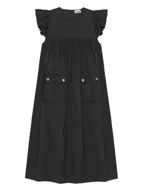 GANNI cargo-pocket midi dress Black W0626
