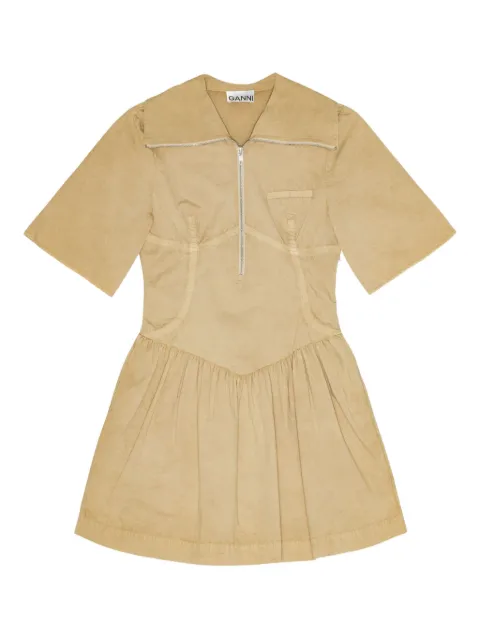 GANNI washed stretch-cotton mini dress Neutrals W0747