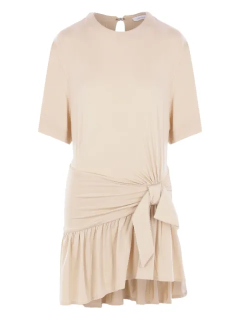 Rabanne tie-detail ruffle dress Neutrals 25EJRO121VI0267