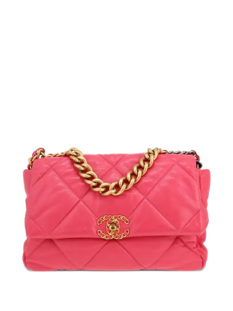 CHANEL Pre-Owned 2020 large Chanel 19 shoulder bag Pink 413070