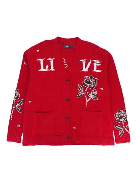 AMIRI rose-appliqué cardigan Red WKCARROSRED