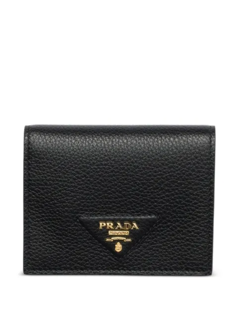Prada small textured leather wallet Black 1MV2042BBE