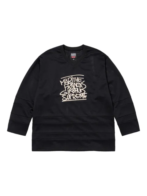 Supreme x Marithé + François Girbaud embroidered-logo jersey Black SU25255
