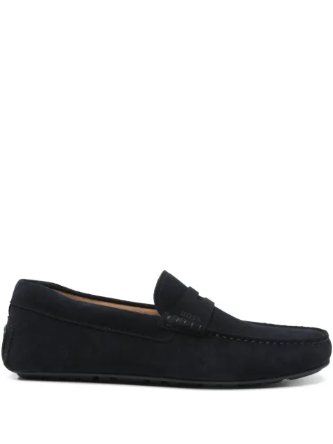 BOSS penny-trim moccasins in suede Blue 50541750