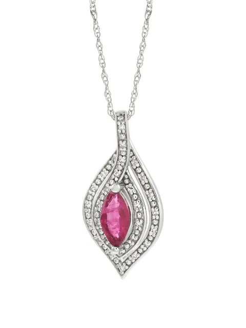 LB Exclusive 14K white gold diamond and ruby necklace Silver PD416047WRU