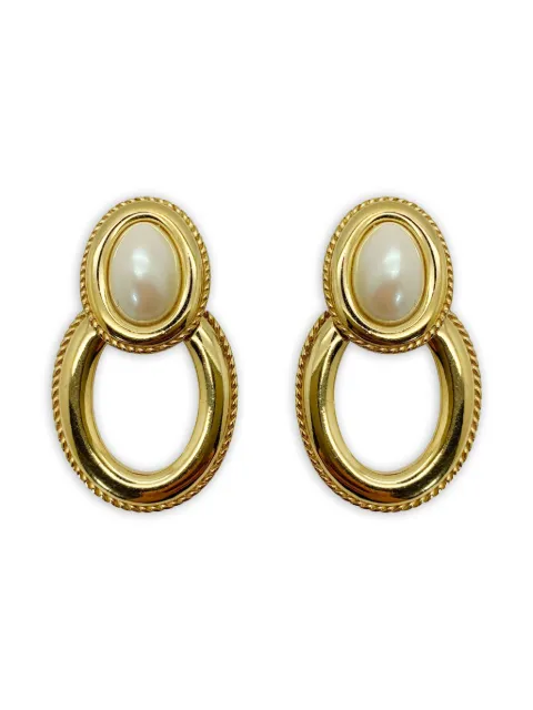 Jennifer Gibson Jewellery 1980s Doorknocker pearl clip-on earrings Gold GIVPRLDOORERG