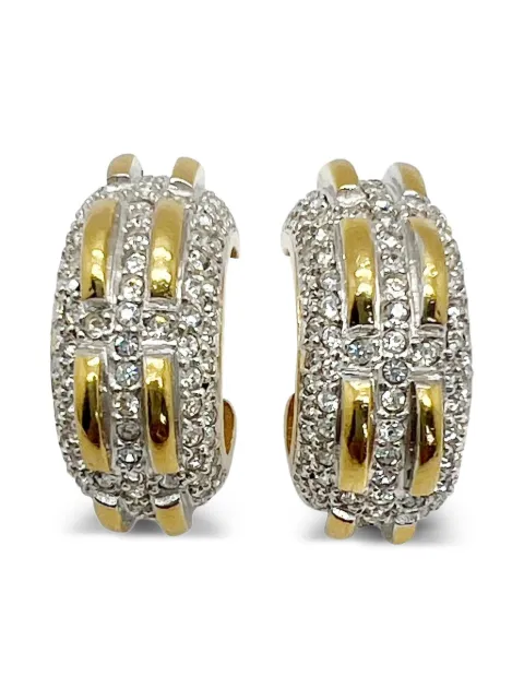 Jennifer Gibson Jewellery 1980s Swarovski huggie earrings Gold JGJSWAROVERG