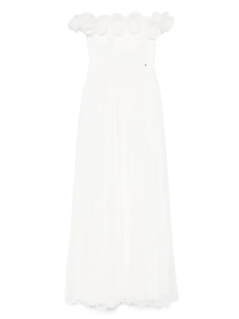 NISSA floral-appliqué maxi dress White RS15556