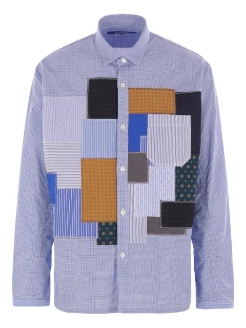 Junya Watanabe MAN patchwork poplin shirt Blue WOB009S25