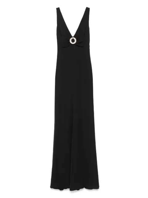 NISSA bow-detailed maxi dress Black RS15848