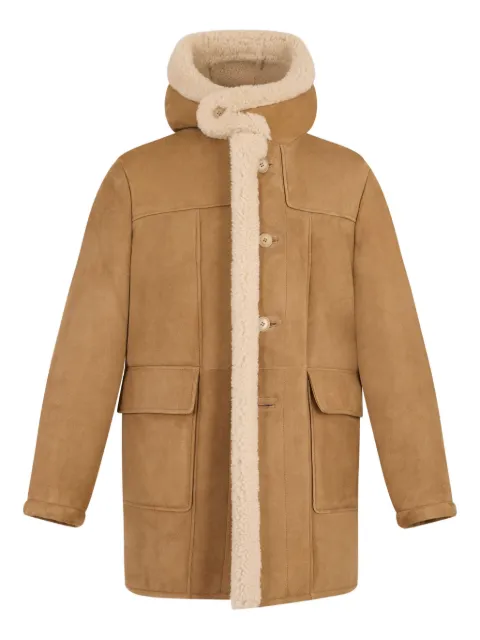FURSAC hooded shearling coat Brown FHPBL00142