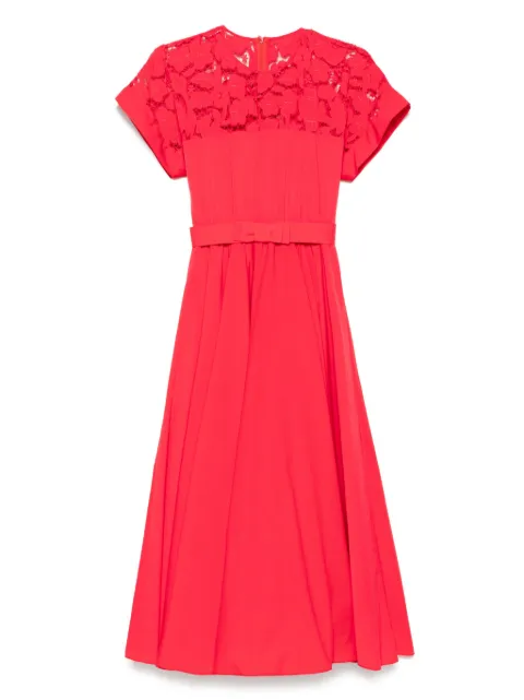 NISSA lace-panels midi dress Red RS15762