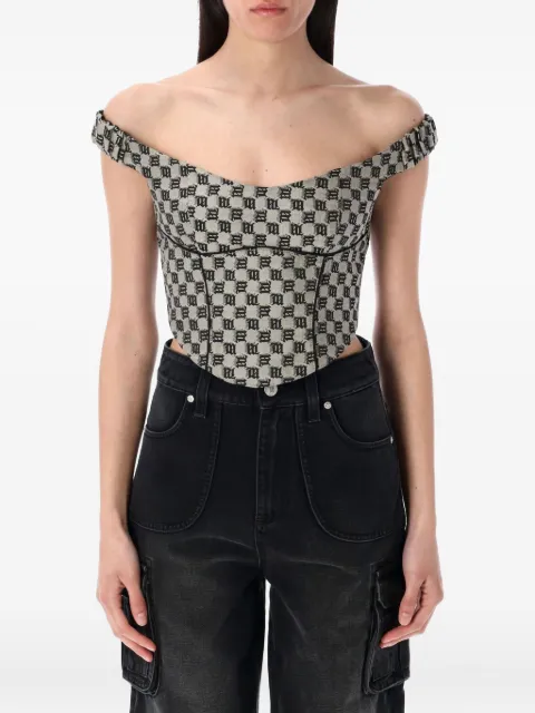 MISBHV off-shoulder logo-print top Black 250W105MLC