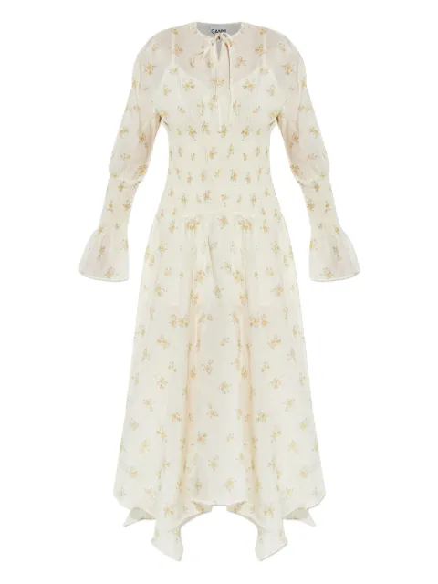 GANNI floral-print maxi dress White W0741