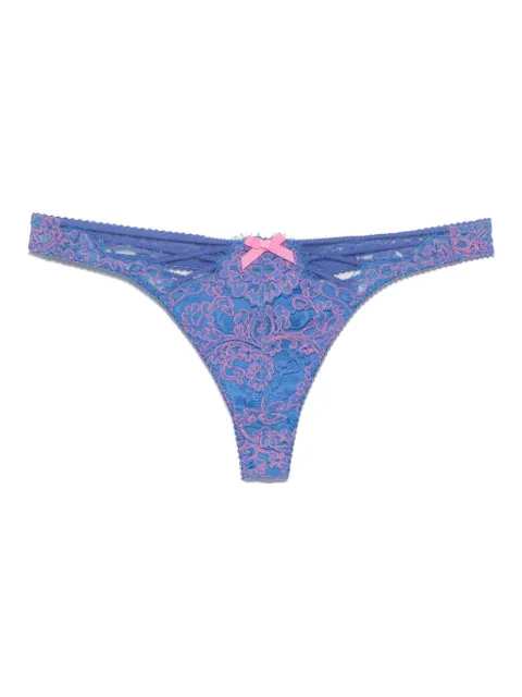 Agent Provocateur floral-embroidered thong Blue AP12417400650